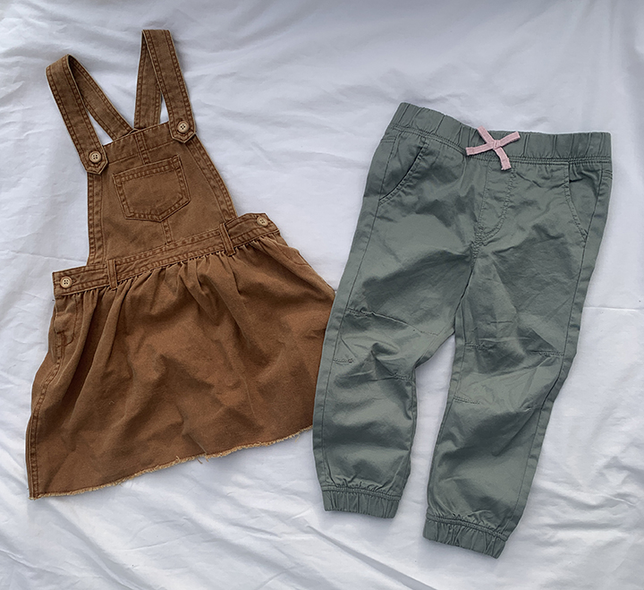 Kids brown Skirtall and green pants
