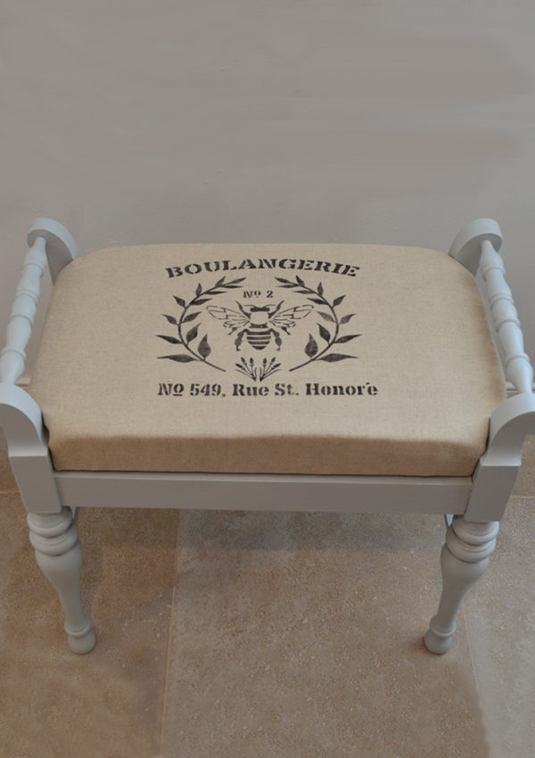 french inspired stenciled foot stool