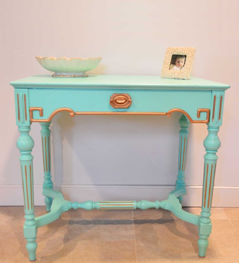 aqua and gold painted table