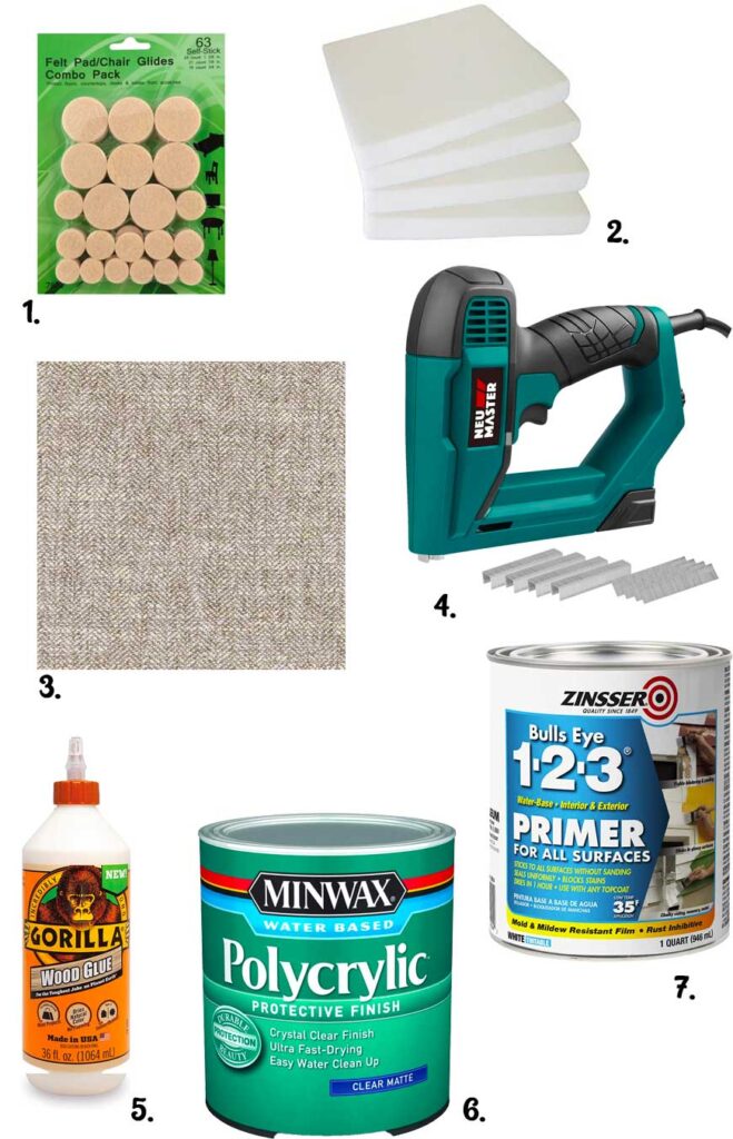 supplies to upholster and paint furniture