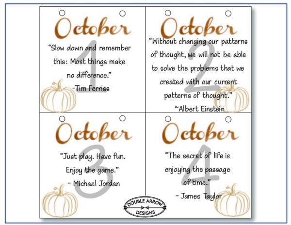October Calendar Printable- let's be inspired! - Double Arrow Designs