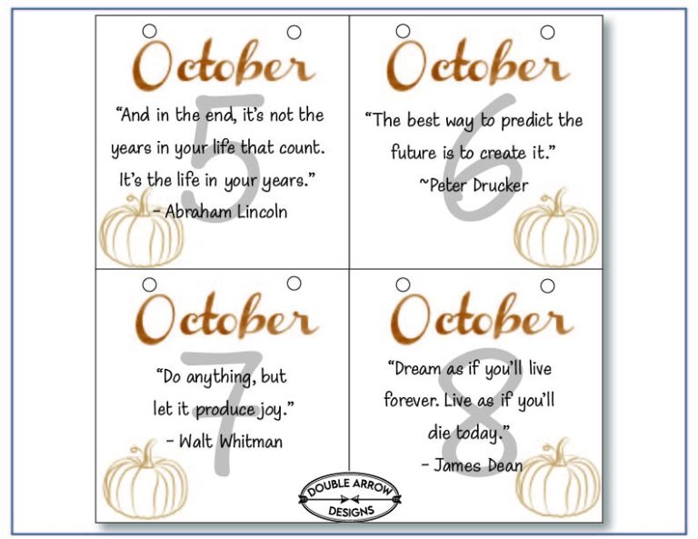 October Calendar Printable- let's be inspired! - Double Arrow Designs