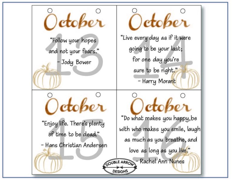 October Calendar Printable- let's be inspired! - Double Arrow Designs