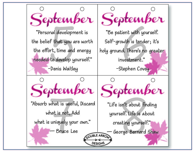 september 5-8 calendar with inspirational quotes