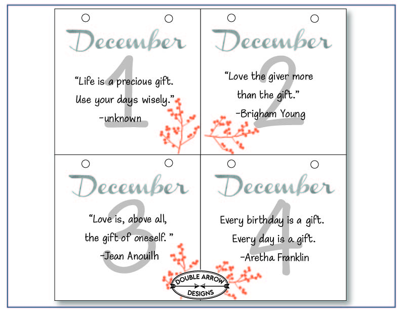 December 1-4 with inspirational quotes