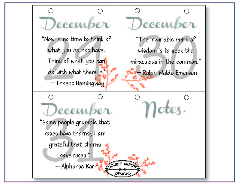 December 29-31 with inspirational quotes with one note page