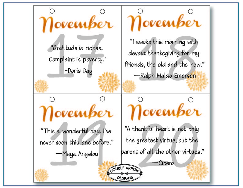 November 17-20 Calendar with inspirational quotes
