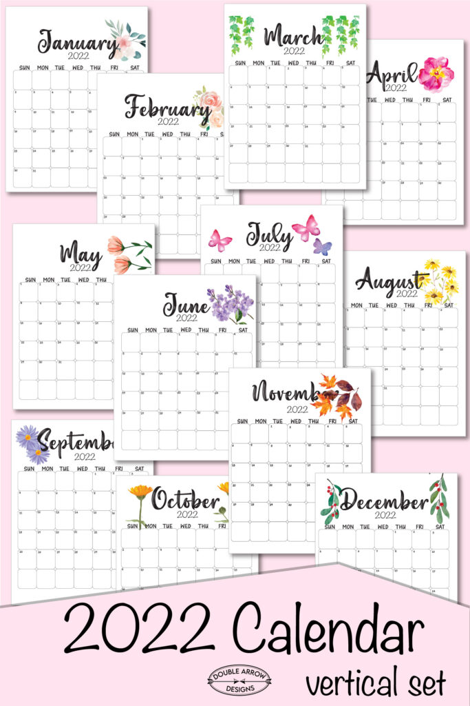 2022 calendar template printable and free double arrow designs