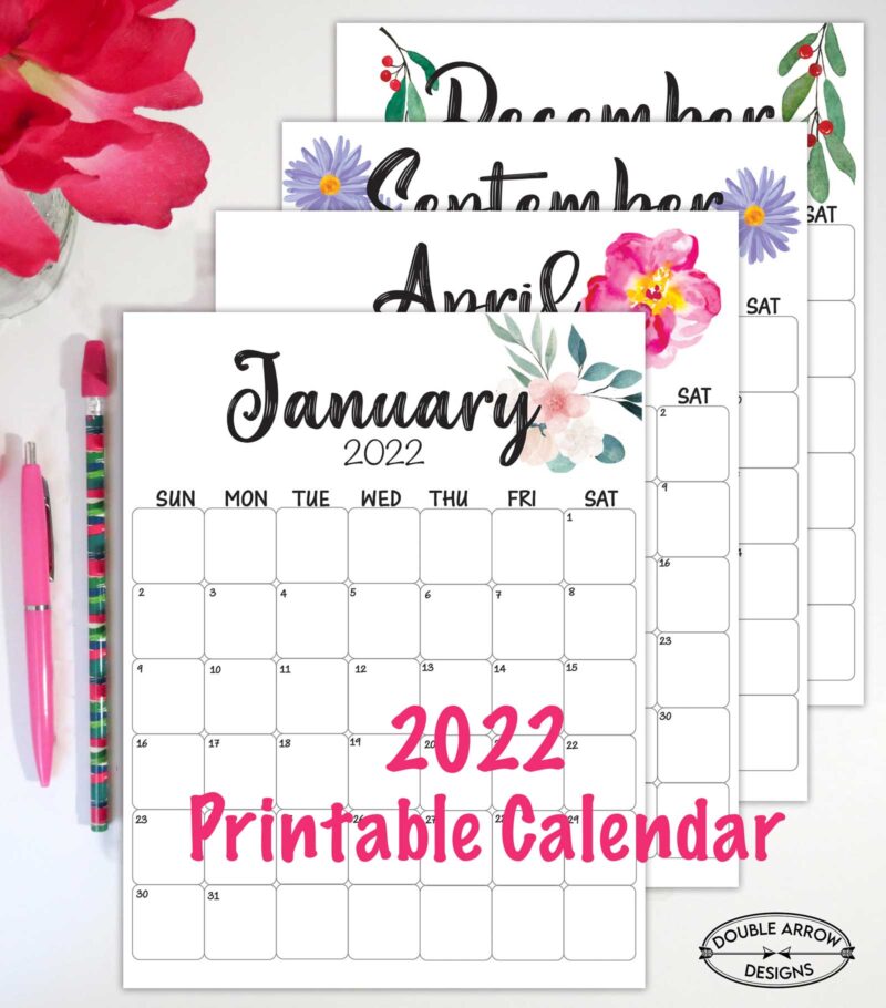 2022 Calendar Template- Printable And Free! - Double Arrow Designs