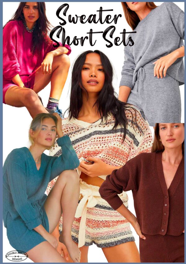 sweater short sets showing five different styles