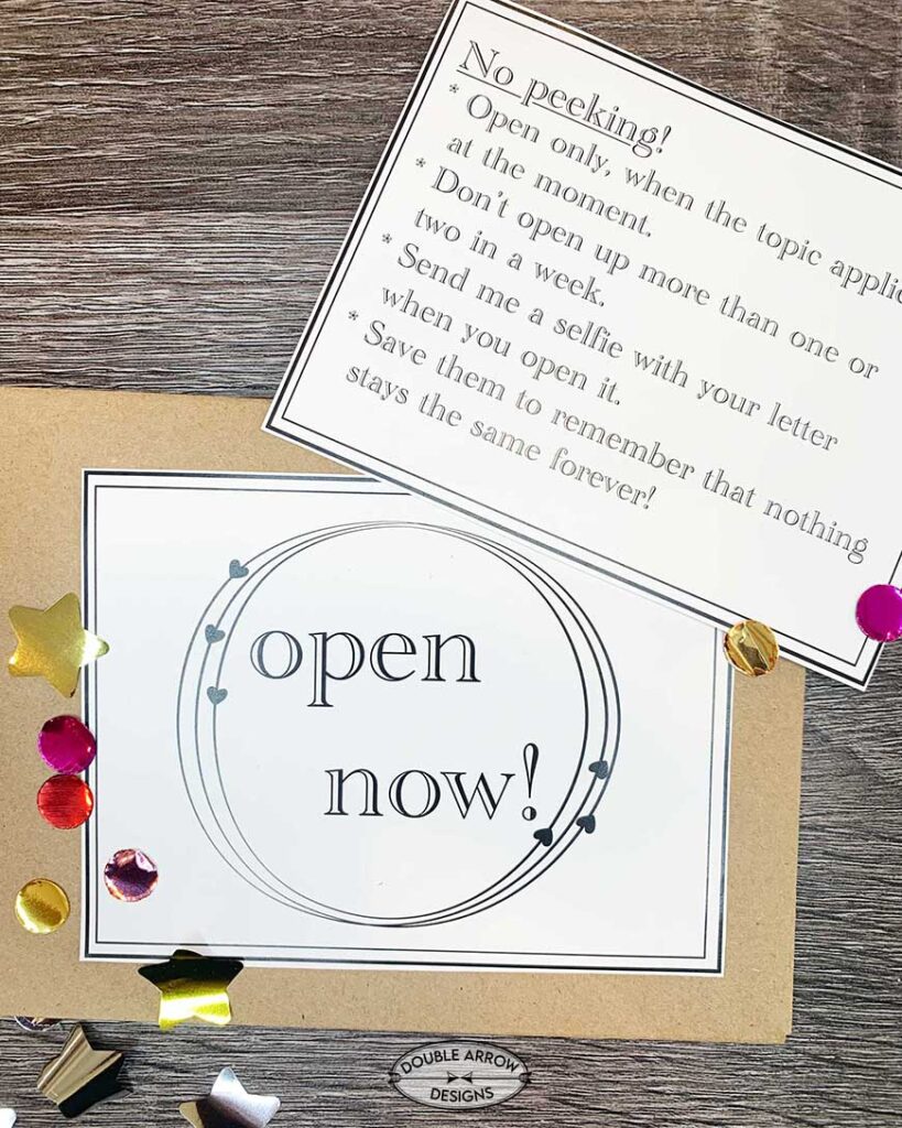 open now letter with rules for open when letters