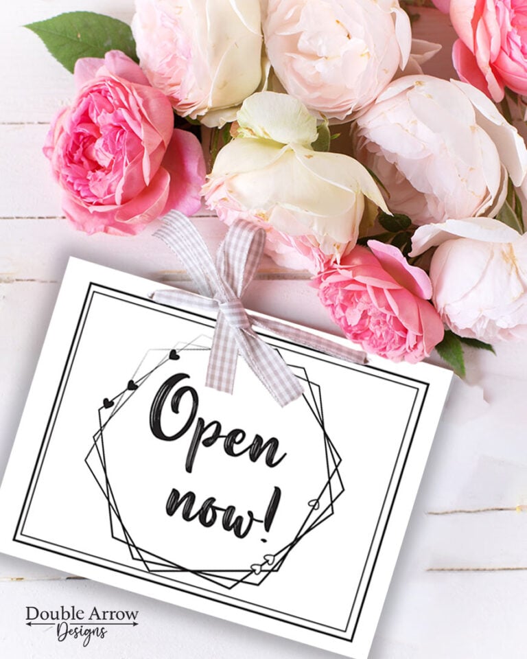 open now letter with pink roses