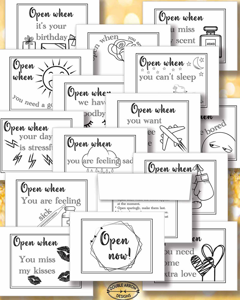 16 Open When Letters For Boyfriend or Girlfriend Double Arrow Designs