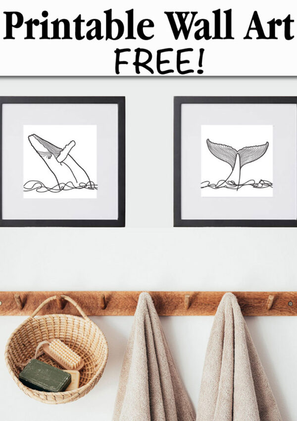free printable wall art black and white art of whales