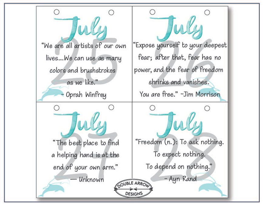 July 25 to July 28 inspirational pages