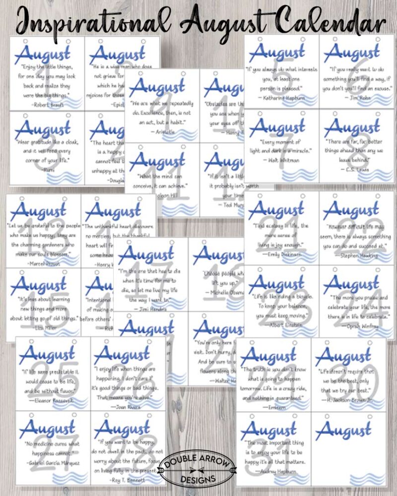 August Calendar Printable- So Inspiring! - Double Arrow Designs