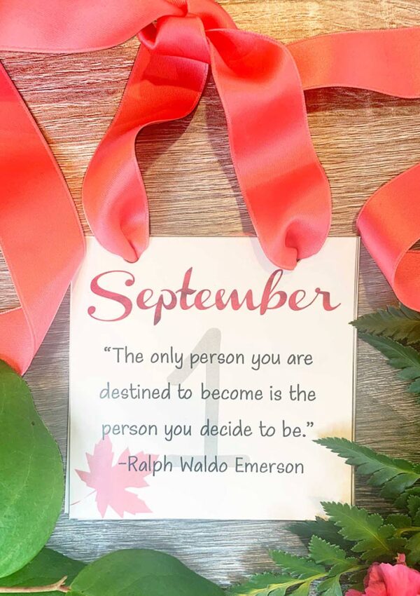 september calendar printable with inspirational quote.