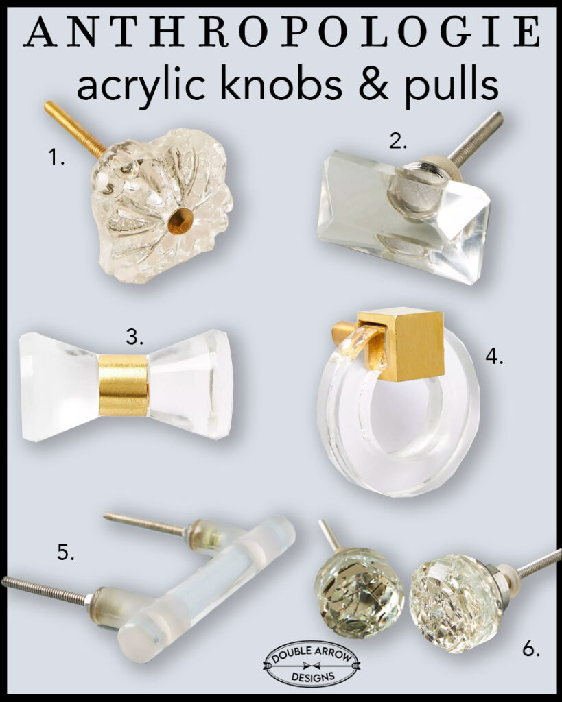 anthropologie acrylic knobs and pulls