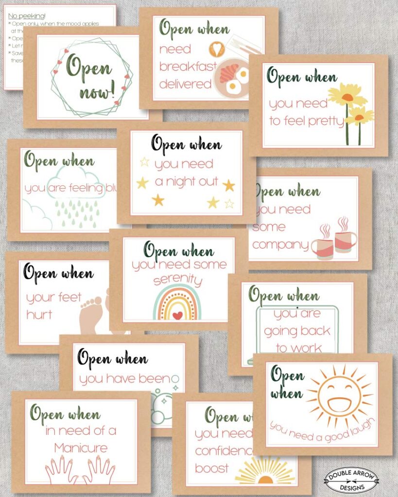 open when letters for new mom featuring 14 open when labels plus 4 blanks