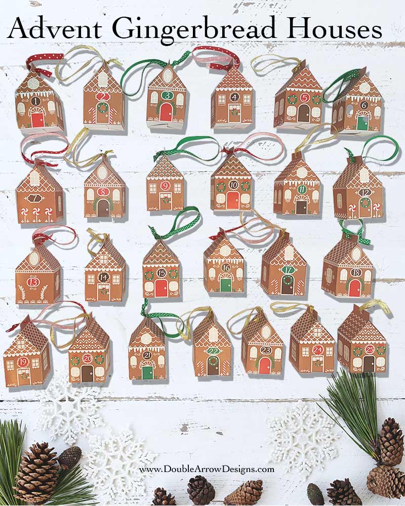 printable advent callendar templates that are gingerbread houses 25 of them.