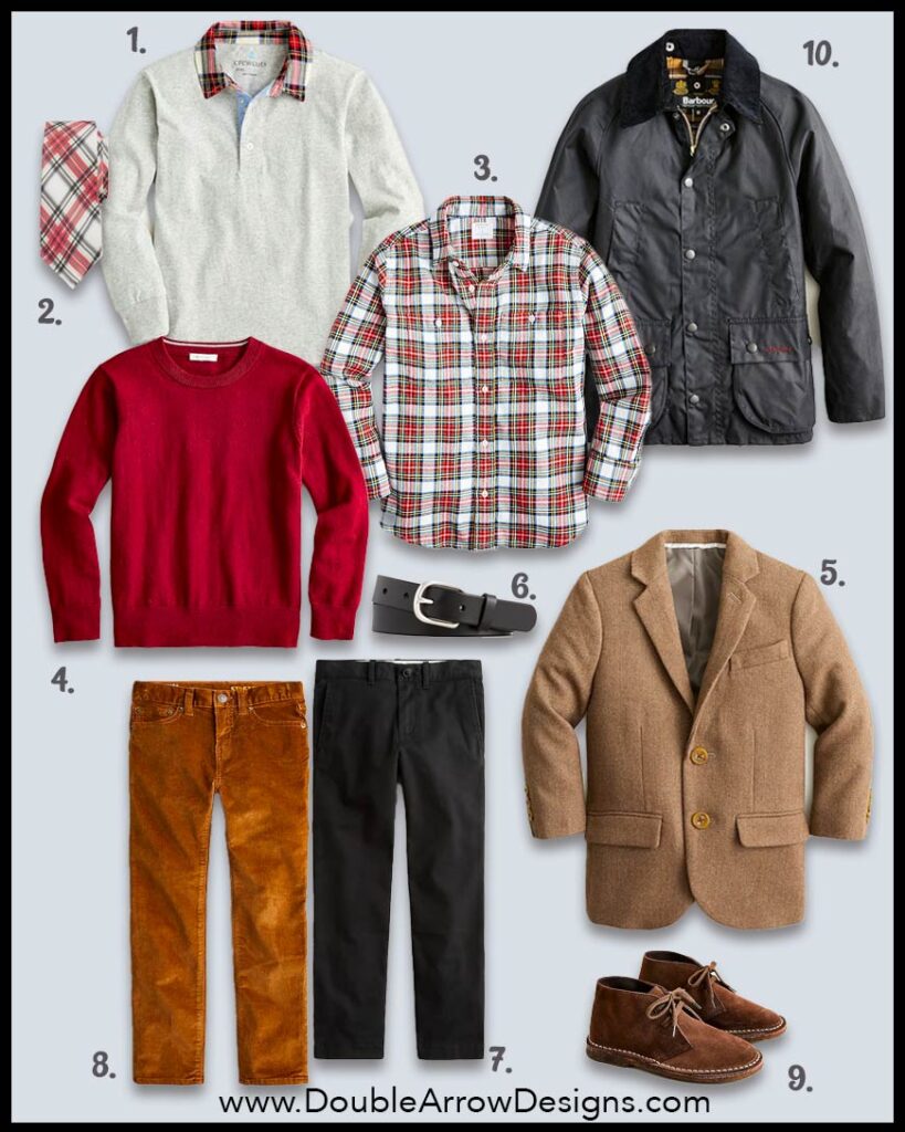 Shopping for Kids Holiday Outfits showing 10 boys holiday pieces that can be worn together or separately