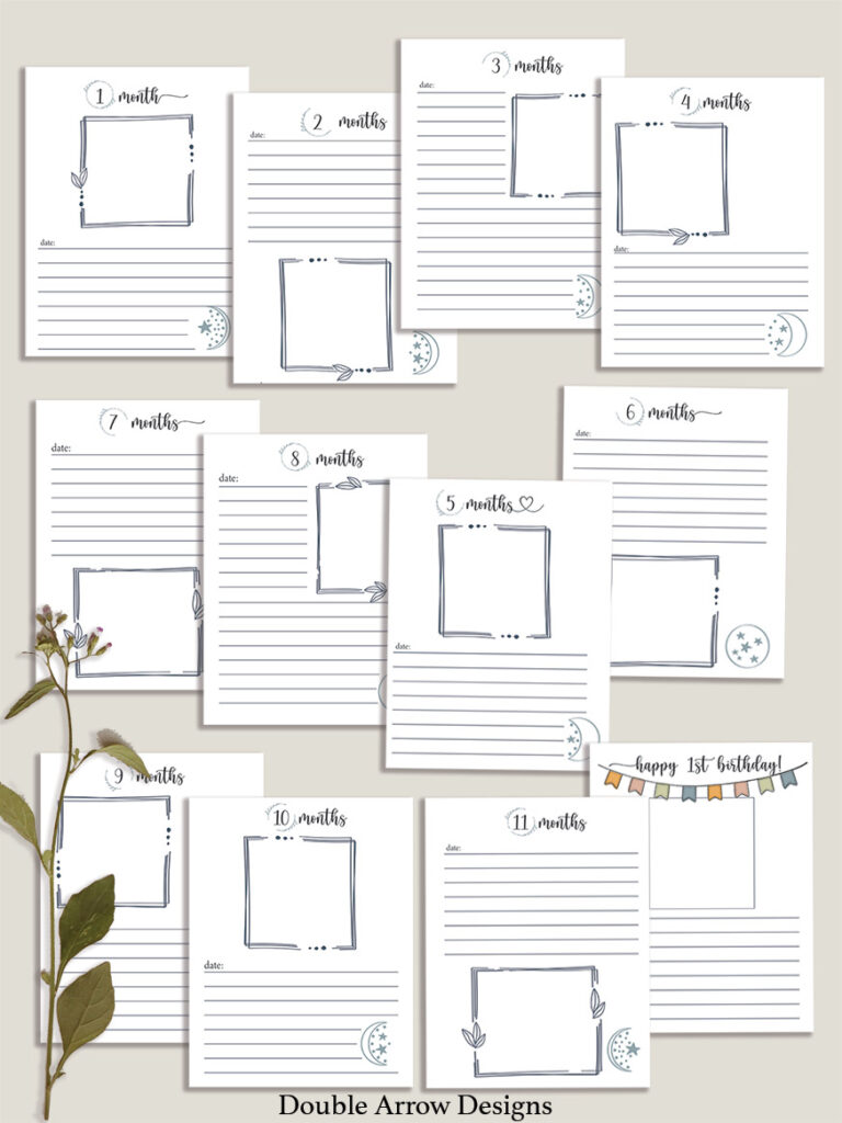 printable baby book with twelve month pages 