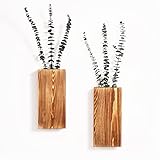 Mokof 2 Pack Wood Wall Planter for Dried Flowers and Artificial Greenery Indoor Plants Holder, Wooden Pocket Vase, Modern Farmhouse Wall Decor for Living Room Bedroom Bathroom Decorations (Brown)