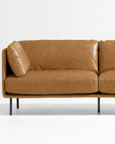 crate and barrel-brown leather sofa