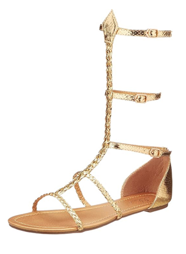 Gold metallic gladiator sandal for toga