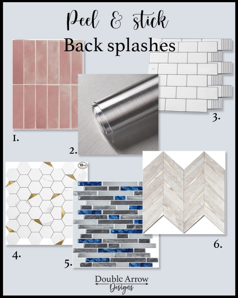 peel and stick wallpaper from amazon for kitchen back splashes. Showing a variety of faux tile, stone and metal