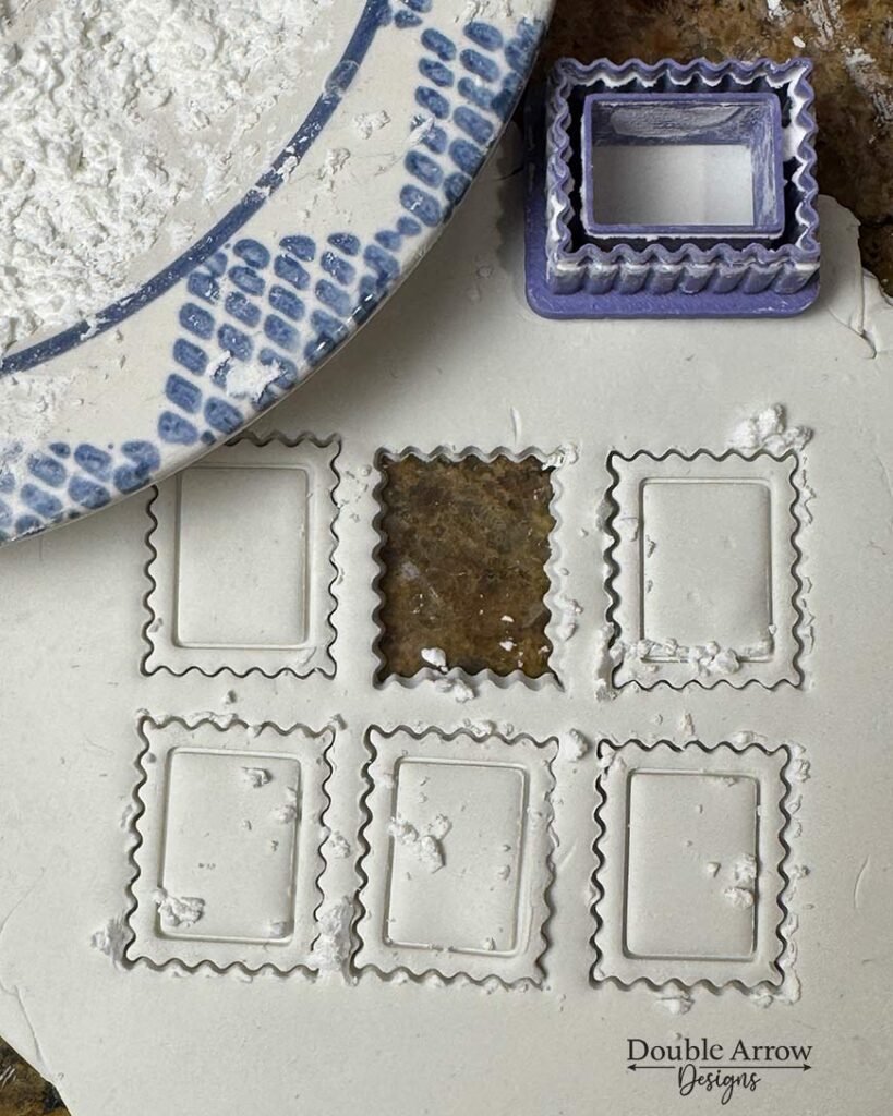 polymer clay cut out with stamp mold using corn starch